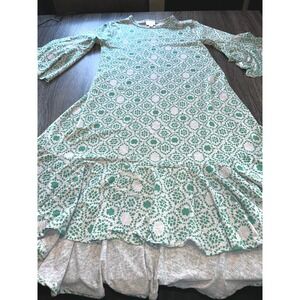 LuLaRoe‎ Carly Dress Women's Size XS Green Geometric Print